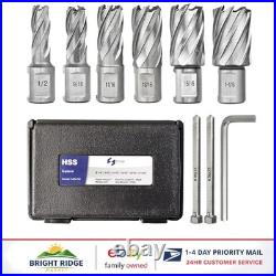 6pcs High Speed Steel Annular Cutter Set with 1 Cutting Depth & Pilot Pins