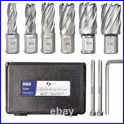 6pcs High Speed Steel Annular Cutter Set with 1 Cutting Depth & Pilot Pins