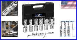 8-Piece Annular Cutter Set with 3/4 Inch Weldon Shank for Precision Cutting