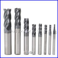 8PCS 2-12MM 4 Flutes End Mill HRC50 Carbide Tungsten Milling Cutter Set CNC Tool