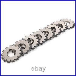 8Pcs Involute Gear Milling Cutter Set High Speed Steel Cutter 14.5° 55mm 22mm 8Pcs Involute Gear Milling Cutter Set High Speed Steel Cutter 14.5° 55mm 22mm