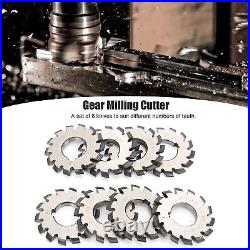 8Pcs Involute Gear Milling Cutter Set High Speed Steel Cutter 14.5° 55mm 22mm 8Pcs Involute Gear Milling Cutter Set High Speed Steel Cutter 14.5° 55mm 22mm