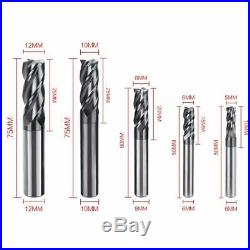 8pcs 4 Flutes Carbide End Mill Set Tungsten Steel Milling Cutter Tool Straight