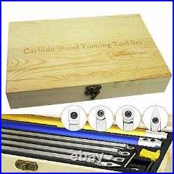 8pcs Wood Turning Tool Carbide Insert Cutter Set with Aluminum Handle Wrench USA
