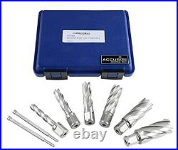 Accusize Industrial Tools Hss Annular Cutter Set, 2'' Cutting Depth, 7/16'' to 1