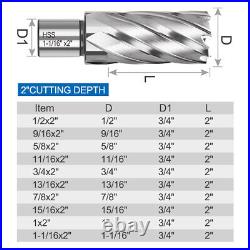 Annular Cutter Set 13 Pcs Cutting Depth 2 Cutting Diameter 1/2 to 1-1/16 Inch