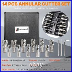 Annular Cutter Set 6/11Pcs HSS Mag Drill With 2 Pilot Pins & 1 Depth Weldon Shank