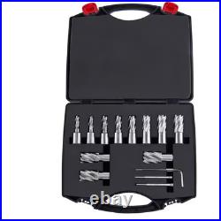 Annular Cutter Set Weldon Shank Mag Drill Bits M2AL HSS 2 Pilot Pins Hex Wrench