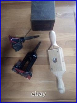 Antique MERIT hollow auger tenon cutter with original BOX, spoke pointer tool set