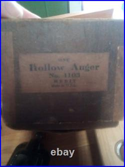 Antique MERIT hollow auger tenon cutter with original BOX, spoke pointer tool set
