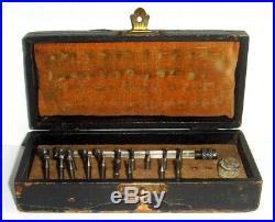 Antique watchmaker tool Set of counter sink cutters and broaches