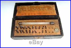 Antique watchmaker tool Set of counter sink cutters and broaches