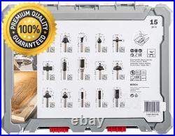 Bosch Professional 2607017473 15-Piece Milling Cutter Set for Wood 1/4 Zoll