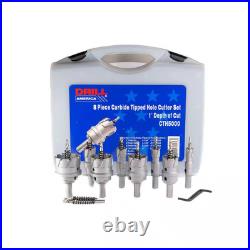 Carbide Tipped Hole Cutter Set with 1 In. Depth of Cut (8-Pieces)