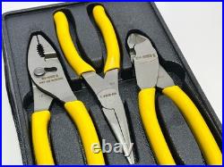 Caterpillar CAT Tools USA 3pc CLASSIC YELLOW Grip Pliers Set, Slip Needle Cutter
