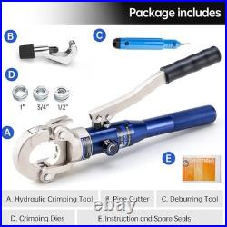 Copper Pipe Crimping Tool Set with Pipe Cutter Ergonomic Grip & Rotatable Head