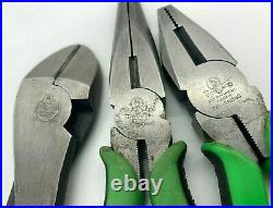 Cornwell Tools DELUXE Pliers Set Lot Green Linesman Needle Nose Diagonal Cutters