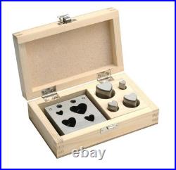 Disc Cutter Punch Tool 4 PC Heart Shaped Silver Metal In Wood Box Artisan Tools Disc Cutter Punch Tool 4 PC Heart Shaped Silver Metal In Wood Box Artisan Tools