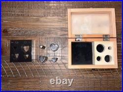 Disc Cutter Punch Tool 4 PC Heart Shaped Silver Metal In Wood Box Artisan Tools Disc Cutter Punch Tool 4 PC Heart Shaped Silver Metal In Wood Box Artisan Tools