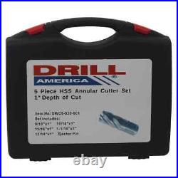 Drill America Annular Cutter Set 1 Inch D Cut High Speed Steel Power Tool 5 Pcs