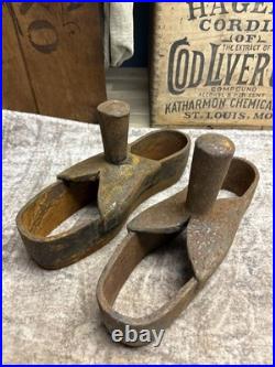 Early Antique Iron Cobbler Shoe Maker Sole Cutter Leather Punch Tool Set Boot