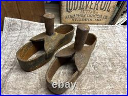 Early Antique Iron Cobbler Shoe Maker Sole Cutter Leather Punch Tool Set Boot