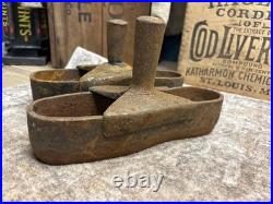 Early Antique Iron Cobbler Shoe Maker Sole Cutter Leather Punch Tool Set Boot
