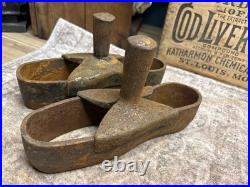 Early Antique Iron Cobbler Shoe Maker Sole Cutter Leather Punch Tool Set Boot