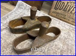 Early Antique Iron Cobbler Shoe Maker Sole Cutter Leather Punch Tool Set Boot