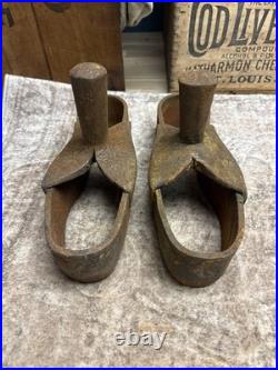 Early Antique Iron Cobbler Shoe Maker Sole Cutter Leather Punch Tool Set Boot