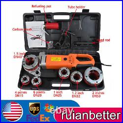 Electric Pipe Cutter Kit Pipe Threader Tool Set Threading Machine & 6 Dies