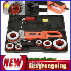 Electric Pipe Cutter Kit Pipe Threader Tool Set Threading Machine & 6 Dies