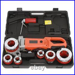 Electric Pipe Cutter Kit Pipe Threader Tool Set Threading Machine & 6 Dies