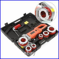 Electric Pipe Cutter Kit Pipe Threader Tool Set Threading Machine & 6 Dies