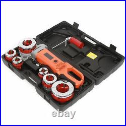 Electric Pipe Cutter Kit Pipe Threader Tool Set Threading Machine & 6 Dies