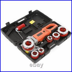 Electric Pipe Cutter Kit Pipe Threader Tool Set Threading Machine & 6 Dies