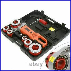 Electric Pipe Cutter Kit Pipe Threader Tool Set Threading Machine & 6 Dies