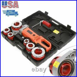 Electric Pipe Cutter Kit Pipe Threader Tool Set Threading Machine & 6 Dies