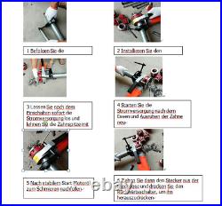 Electric Pipe Cutter Kit Pipe Threader Tool Set Threading Machine & 6 Dies