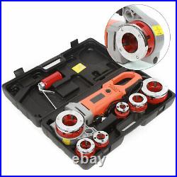 Electric Pipe Threader Machine Portable Pipe Cutter Tool Set With Six Dies