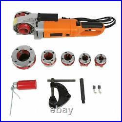 Electric Pipe Threader Ratchet Type+6 Dies Set Pipe Cutter Threading Tool 1/2-2