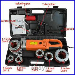 Electric Pipe Threader Ratchet Type+6 Dies Set Pipe Cutter Threading Tool 1/2-2