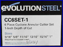 Evolution A-CC6SET-1 CYCLONE 1-Inch Annular Cutter Set (6-Piece)