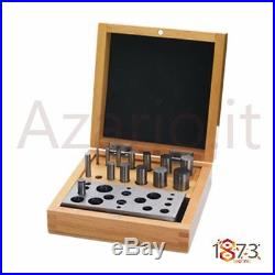 Fustellatrice acciaio 14 pz fustelle base box legno orafo Disc cutter Set tools