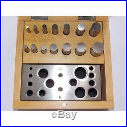 Fustellatrice acciaio 14 pz fustelle base box legno orafo Disc cutter Set tools