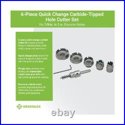 Greenlee 660 6-Piece Quick Change Carbide-Tipped Hole Cutter Set, 7/8 2 Greenlee 660 6-Piece Quick Change Carbide-Tipped Hole Cutter Set, 7/8 2