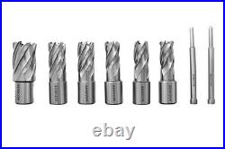 HSS Annular Cutter Set with R8 to 3/4 Weldon Shank Adapter for Milling