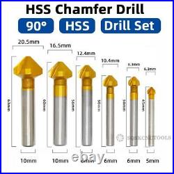 HSS Chamfer Chamfering Cutter End Mill Tool Countersink Drill Bit Set 90 degree