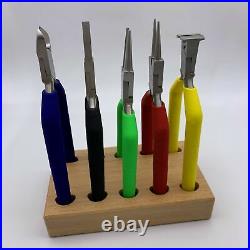 Horotec MSA11.856 Pliers / Cutter Set of 5 On Wooden Stand Watchmaker Tool