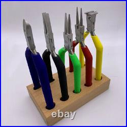 Horotec MSA11.856 Pliers / Cutter Set of 5 On Wooden Stand Watchmaker Tool